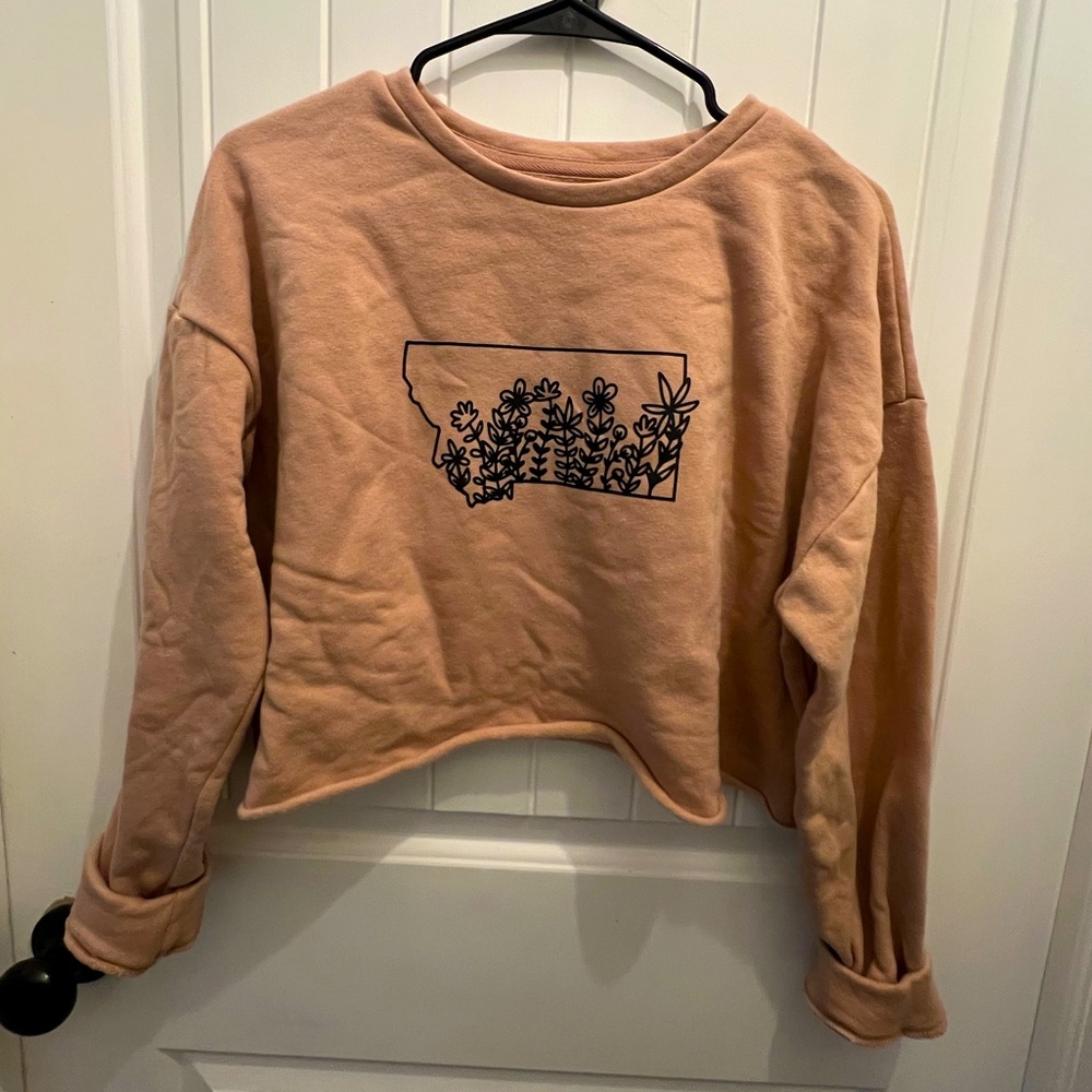 Dusty Pink Montana Wildflowers Crop Pullover